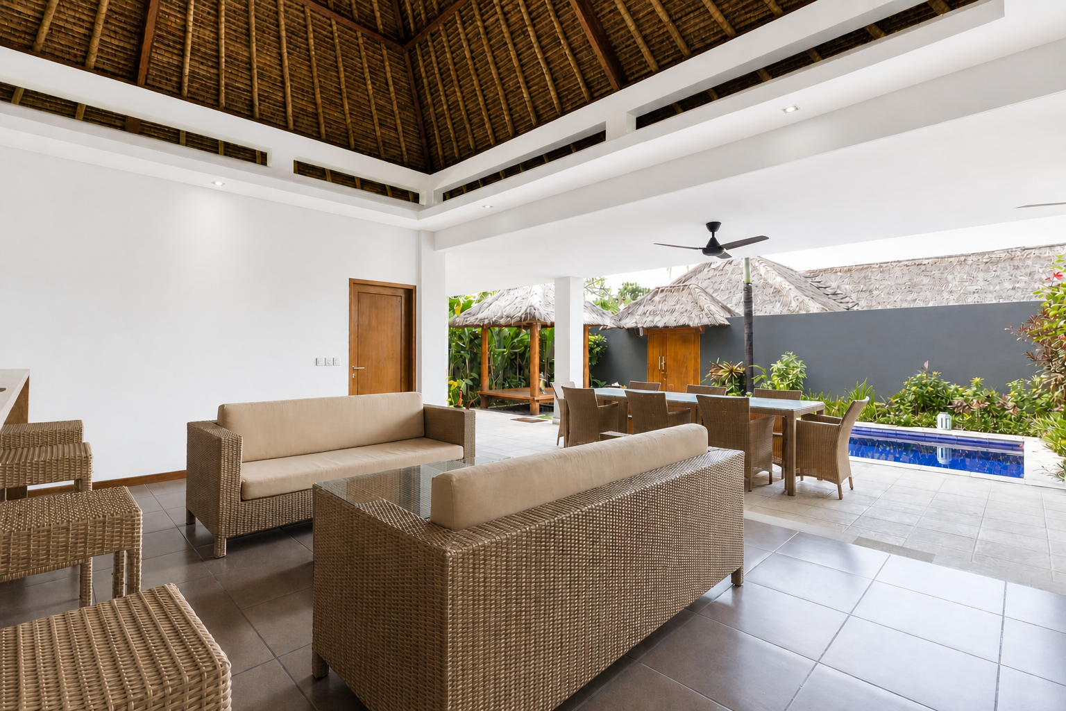 Villa Living Area with Pool View